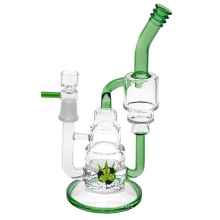 Glas-Recycler für Tabak mit geschlitztem Inline-Perkolator (ES-GB-227)